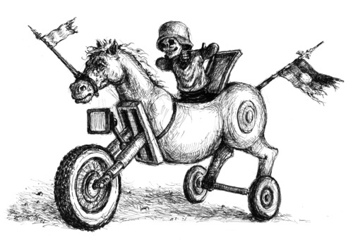 Cartoon: kleiner Stratege (medium) by Thomas Bühler tagged list,krieg,soldat,krieger,pferd,troja