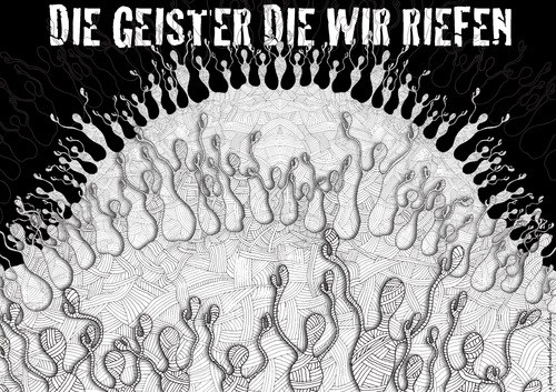 Cartoon: die geister die wir riefen (medium) by schmidibus tagged geister,goethe,zauberlehrling,scrooged,murray,dickens,die