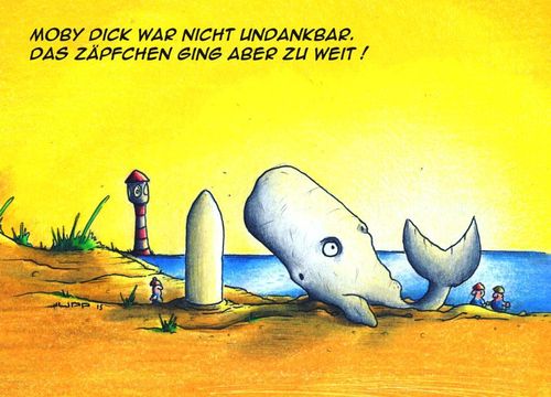 Cartoon: Moby Dick (medium) by Jupp tagged moby,dick,wal,whale,zäpfchen,strand,beach,jupp