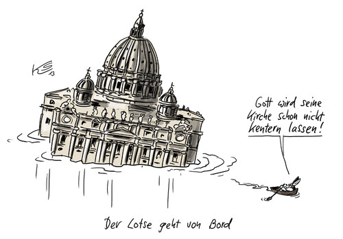 Cartoon: Lotse (medium) by Stuttmann tagged papst,vatikan