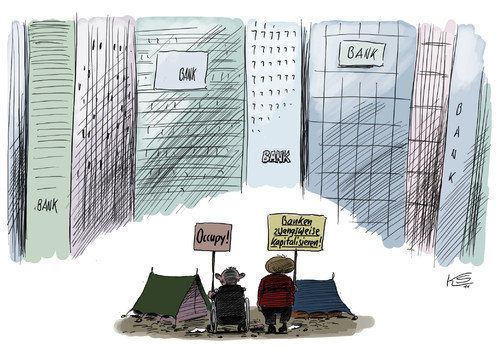 Cartoon: Zwangsweise (medium) by Stuttmann tagged bankrott,staatspleite,occupy,wall,street,banken
