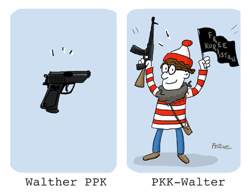 Cartoon: Walther PPK (medium) by FEICKE tagged james,bond,sean,connery,died,rip,actor,movie,fame,james,bond,sean,connery,died,rip,actor,movie,fame
