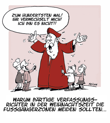 Cartoon: Weihnachstrichter (medium) by FEICKE tagged richter,weihnachten,verfassung,verfassungsgericht,bundesverfassungsgericht,robe,talar,weihnachtsmann,geschenk