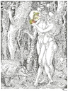 Cartoon: The Wood-Worm in the Apple (small) by Erwin Pischel tagged albrecht,dürer,adam,and,eve,und,eva,apfel,apple,schlange,snake,dns,dna,gentechnologie,gentechnology,pischel
