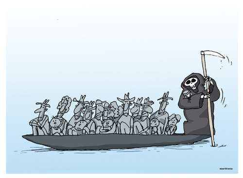 Cartoon: Illegal immigration. (medium) by martirena tagged illegal,immigration,death