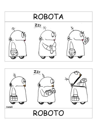 Cartoon: Roboter (medium) by wista tagged roboter,frau,mann,männlich,weiblich,reflex,bier,drink,trinken,signal,robots,antenne,typisch,handtasche,sixpack,schminken,parfum,flacon
