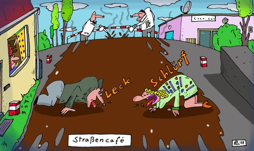Cartoon: Straßencafe (medium) by Leichnam tagged straßencafe,leichnam,schlürfen,lecken,genuss