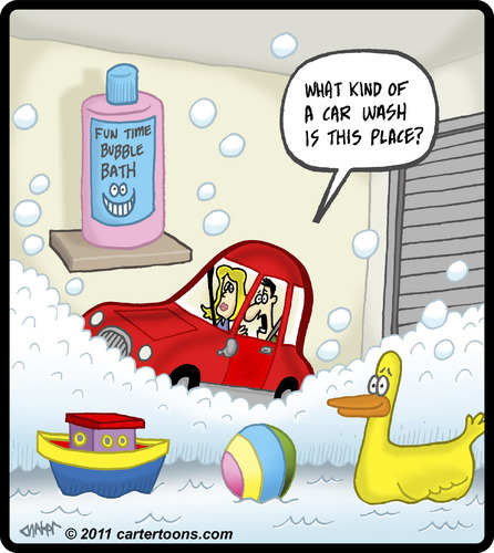 Cartoon: Car Wash Bath (medium) by cartertoons tagged bubbles,toys,bath,wash,car