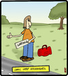 Cartoon: Comic Strip Hitchhiker (small) by cartertoons tagged comic,strips,hitchhikers,signs,travel,comics