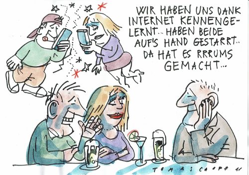 Cartoon: Internetliebe (medium) by Jan Tomaschoff tagged liebe,date,internet,smartphone,liebe,date,internet,smartphone