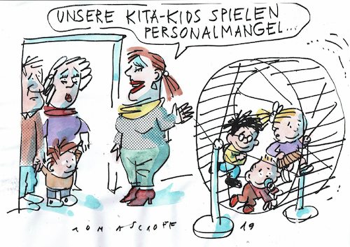 Cartoon: Kita (medium) by Jan Tomaschoff tagged kita,fachkräftemangel,erzieherinnen,kita,fachkräftemangel,erzieherinnen
