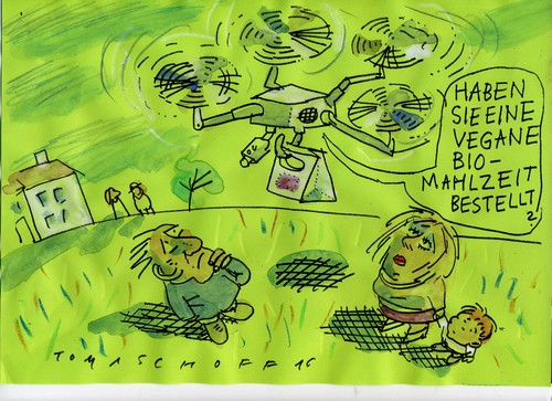 Cartoon: natürlich (medium) by Jan Tomaschoff tagged bio,natur,drohnen,bio,natur,drohnen