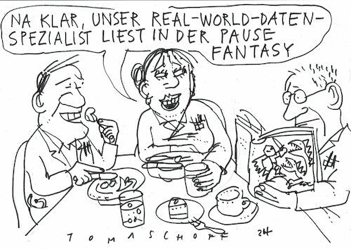 Cartoon: real world (medium) by Jan Tomaschoff tagged medizin,forschung,daten,real,world,medizin,forschung,daten,real,world