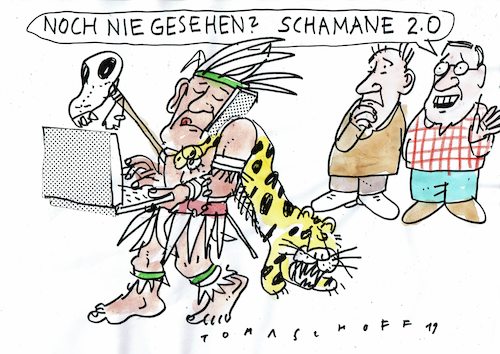 Cartoon: Schamane (medium) by Jan Tomaschoff tagged medizin,fortschritt,aberglaube,medizin,fortschritt,aberglaube