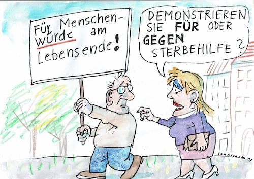 Cartoon: Würde (medium) by Jan Tomaschoff tagged sterben,sterbehilfe,sterben,sterbehilfe