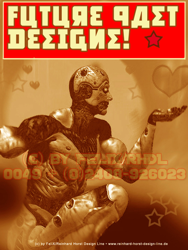 Cartoon: Cover Design FUTURE PAST! (medium) by FeliXfromAC tagged felix,alias,reinhard,horst,aachen,design,line,illustrator,illustration,buchcover,russisch,russland,roboter,robots,braun,retro,love,liebe