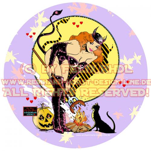 Cartoon: Halloween Pin Up Design (medium) by FeliXfromAC tagged comic,cartoon,sexy,frau,nacked,erotic,erotik,pin,up,wallpaper,bad,girl,woman,glamour,poster,50th,felix,alias,reinhard,horst,stockart,bear,halloween,the,girls,illustration,cutie,aachen,box,package,design,verpackungs,schachtel,witch,hexe
