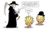 Cartoon: B117 (small) by Harm Bengen tagged zahlen,mutation,corona,tod,virus,viren,melone,gb,uk,britisches,beispiel,streber,harm,bengen,cartoon,karikatur