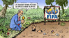 Cartoon: Blatter (small) by Harm Bengen tagged joseph blatter fifa weltfußballverband präsident fußball sport korruption wahl genf sumpf geld reporter interview verband verein