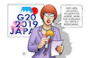 Cartoon: G20-Ergebnisse (small) by Harm Bengen tagged weltkrieg,erfolg,g20,japan,osaka,ergebnisse,streit,handelsstreit,klimawandel,scheitern,reporterin,harm,bengen,cartoon,karikatur