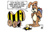 Cartoon: Ostern 2011 (small) by Harm Bengen tagged ostern,osterhase,hase,eier,tigerente,trauer,traurig,tränen,weinen,akw,atom,atomkraft,atomkraftwerk,kernkraft,kaputt,rot,grün