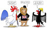 Cartoon: Streiks England Frankreich (small) by Harm Bengen tagged streiks,england,frankreich,deutschland,gallischer,hahn,britischer,löwe,uk,gb,adler,bundesadler,harm,bengen,cartoon,karikatur