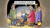 Cartoon: Umtausch (small) by Harm Bengen tagged umtausch,weihnachten,krippe,jesus,kind,maria,josef,joseph,weihrauch,kassenzettel,könige,heilige