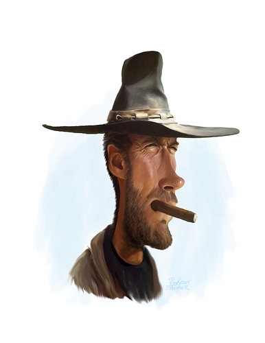 Cartoon: Clint Eastwood (medium) by rocksaw tagged caricature,study,clint,eastwood