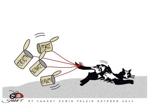 Cartoon: 4 in 1 (medium) by saadet demir yalcin tagged world,blackcat,peace,sdy,saadet