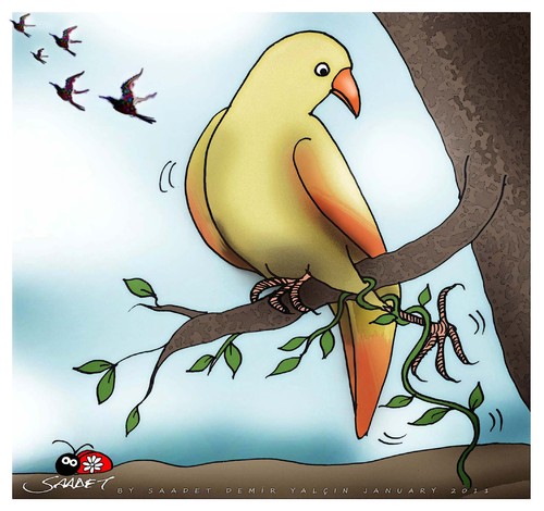 Cartoon: Dont go... (medium) by saadet demir yalcin tagged saadet,syalcin,sdy,turkey,nature,humor,ecology