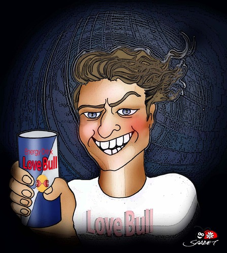 Cartoon: Love Bull (medium) by saadet demir yalcin tagged saadet,sdy,syalcin,turkey,drink,love,humor