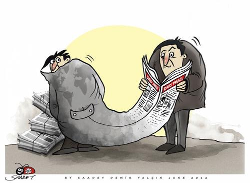 Cartoon: Satire of in the press (medium) by saadet demir yalcin tagged saadet,sdy,press