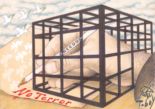 Cartoon: NO TERROR (medium) by T-BOY tagged no,terror