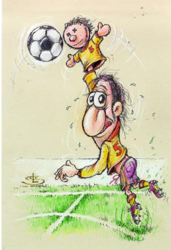 football ball cartoon. Cartoon: Head or hand all