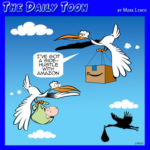 Cartoon: Amazon delivery (medium) by toons tagged stork,uber,amazon,parcel,babies,stork,uber,amazon,parcel,babies