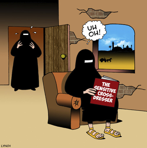 Cartoon: Cross dress burka (medium) by toons tagged burqa,cross,dressing,burka,muslim,female,clothing,burqa,cross,dressing,burka,muslim,female,clothing