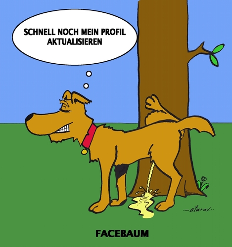 Cartoon: Facebaum (medium) by tiefenbewohner tagged facebook,twitter,hund,dog,natur,baum,social,network,profil,update