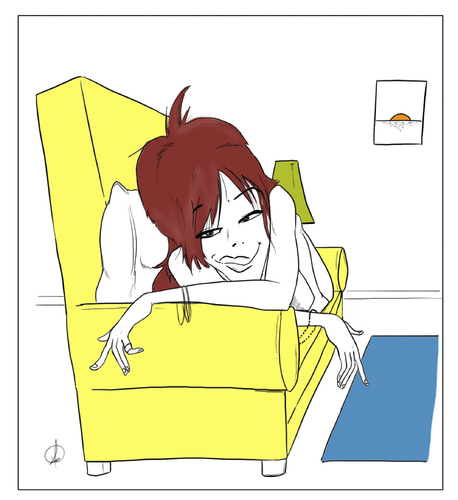 Cartoon: Waking Up (medium) by omomani tagged woman,sofa,interior