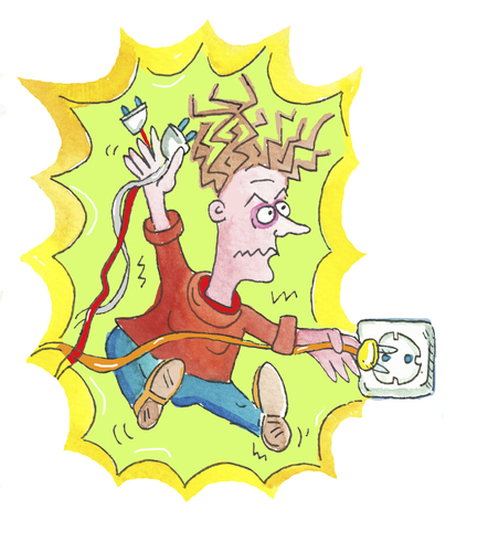 Cartoon: Strom Schlag (medium) by sabine voigt tagged strom,schlag,elekrtizität,steckdose,stecken,unfall,elektriker,versicherung,hausrath,krankenversicherung