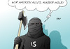 Cartoon: IS (small) by Erl tagged is,islamischer,staat,kalifat,terror,islamismus,mord,kopf,abhacken,cyberangriff,hackerangriff,hacker,internet,fernsehsender,tv5,frankreich,holz,cyberwar,karikatur,erl