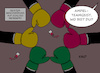 Cartoon: Meseberg (small) by Erl tagged politik,bundesregierung,ampel,spd,grüne,fdp,streit,konfrontation,klima,verkehr,schuldenbremse,klausur,schloss,meseberg,geisterbeschwörung,teamgeist,boxhandschuhe,boxkampf,karikatur,erl