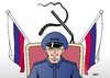 Cartoon: Putin (small) by Erl tagged russland,wladimir,putin,präsident,gelenkte,demokratie,polizeistaat,unterdrückung,opposition,einschränkung,versammlungsfreiheit,hammer,sichel,peitsche,schlagstock