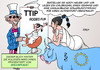 Cartoon: TTIP (small) by Erl tagged ttip,freihandelsabkommen,usa,eu,geheim,intransparent,mauschelei,leak,veröffentlichung,greenpeace,recht,gesetz,demokratie,abbau,umweltschutz,chlorhuhn,genmais,zoll,vereinfachung,erleichterung,auto,export,europa,stier,uncle,sam,obama,karikatur,erl