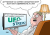 Cartoon: UFO-Streik (small) by Erl tagged streik,lufthansa,flugbegleiter,gewerkschaft,ufo,sparkurs,außerirdische,angst,flüchtlinge,rechtspopulismus,rechtsextremismus,rassismus,wohnzimmer,fernsehen,karikatur,erl