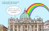 Cartoon: Vatikan II (small) by Erl tagged politik,religion,glaube,kirche,katholiken,vatikan,papst,erlaubnis,segnung,homosexuelle,paare,widerstand,konservative,petersdom,regenbogen,karikatur,erl