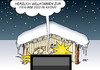 Cartoon: Winter-WM (small) by Erl tagged fußball,weltmeisterschaft,wm,2022,katar,wüste,hitze,austragung,fifa,winter,geld,sport,korruption,gier,termin,problem,weihnachten,krippe,betlehem,jesus,maria,josef,ochse,esel,stern,stall,karikatur,erl