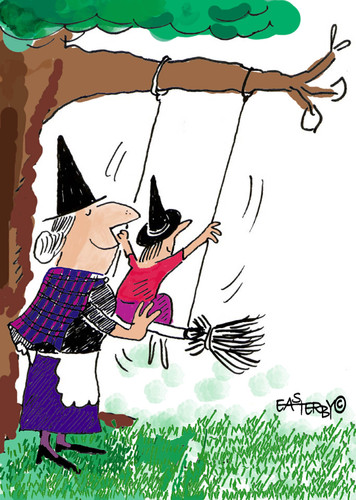Cartoon: Mrs and Miss Witch (medium) by EASTERBY tagged witches