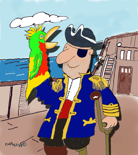 Cartoon: Pirate and Parrot glove puppet (medium) by EASTERBY tagged toys,pirates