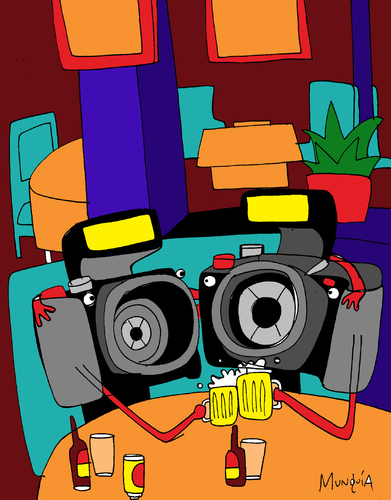 Cartoon: Camerades (medium) by Munguia tagged camera,bar,cheers,brindis,camara,camarada,camarades,beer,pub