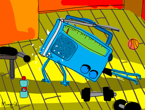 Cartoon: Radio Active (medium) by Munguia tagged literal,radio,sports,working,out,ejercicio,munguia